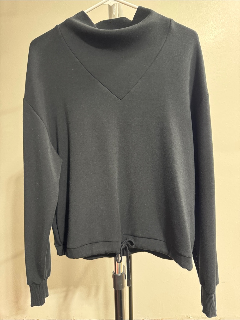 Varley Black Cowl-Neck Drawstring Hem Sweater